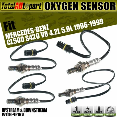 4x Sensor de oxígeno O2 para Mercedes-Benz CL500 S420 96-99 4,2 L 5,0 L aguas arriba y aguas abajo Foto 1 de 4