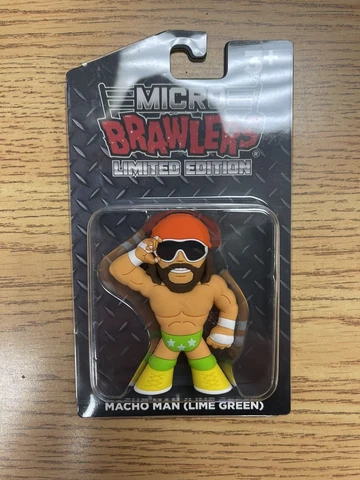 Macho Man Randy Savage Lime Green Micro Brawler Pro Wrestling Crate w/Protector Cover