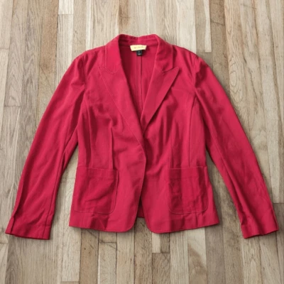 Chaqueta Blazer Traje St. John Rojo con Cuello Pana Foto 1 de 4
