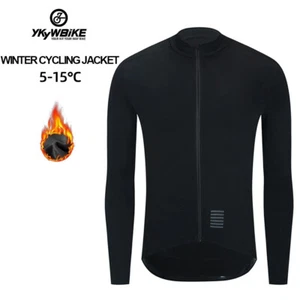 Winter Cycling Jersey Men Thermal Fleece Bicycle Clothing Road Bike Tops 5-15℃ - Picture 1 of 10