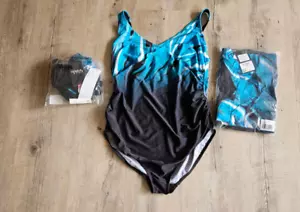 Ulla Popken Damen große Größen 48 Bellieva Badeanzug Farbverlauf ohne Softcups - Bild 1 von 4