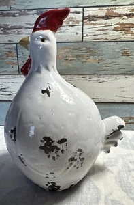 Vtg Primitive Style Rustic Distressed Chicken Rooster Farmhouse Statue Figure - Picture 1 of 17