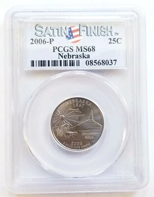 2006-P NEBRASKA STATE QUARTER PCGS MS68 SATIN FINISH! - Image 1 of 4