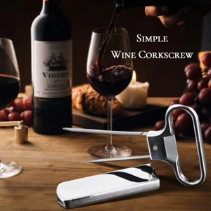 Two-Prong Cork Puller Remover Ah-So Old Wine Opener Multifunction Beer Corkscrew - Picture 1 of 12