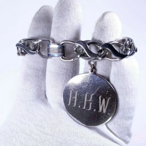 Vintage Coro Pegasus Double Link Bracelet w/Engraved Charm Signed Circa 1940's - Picture 1 of 11