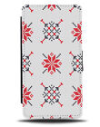 Red and White Christmas Pattern Flip Wallet Case Snowflake Snowflakes H601