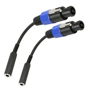 6 12 inch Speakon Male to 1/4 Female Cable Pro 6.35mm TS Interconnect Audio Wire - Picture 1 of 11