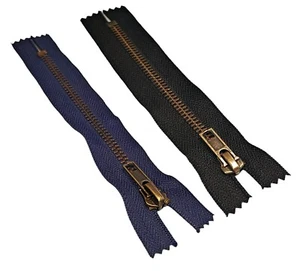 1pc Short Close-End Metal Zip For Jeans Trousers Pockets Antique Brass Teeth #4 - Picture 1 of 1