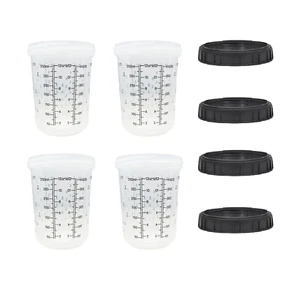 4 Pack Set of Medium Size 13.5 Ounce (400ml) Hard Cups and Retainer Rings - Picture 1 of 5
