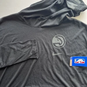 Nuova maglietta Nike ATL Hawks Dri Fit manica lunga con cappuccio oversize nera donna S - Foto 1 di 6