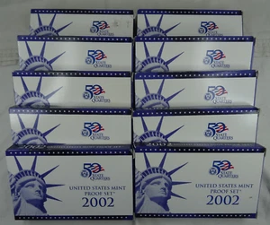 (10) 2002-S US Mint Proof Sets 100 Coins OGP Wholesale Lot - Picture 1 of 6