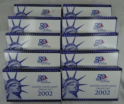(10) 2002-S US Mint Proof Sets 100 Coins OGP Wholesale Lot - Image 1 of 4