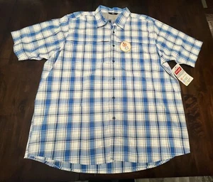 NWT Wrangler Performance UPF 30 Plaid Short Sleeve Button Up Shirt Mens Size 2XT - Picture 1 of 6