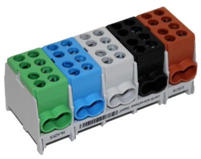 Hauptleitungsabzweigklemme 5 polig für Hutschiene - Strom Verteiler Klemmblock - Bild 1 von 4