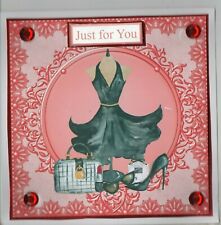  LARGER SQUARE HANDMADE  LITTLE BLACK DRESS THEMEDJUST FOR YOU  BIRTHDAY  CARD 