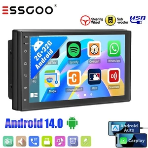 7" Android 14 Car Radio Carplay Stereo MP5 GPS NAV Wifi BT 2 DIN Bluetooth 32G - Picture 1 of 11