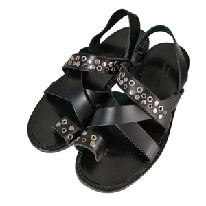 Tricot Comme Des Garcons Damen-Ledersandalen mit Nietenriemen schwarz (Box) Japan - Bild 1 von 14