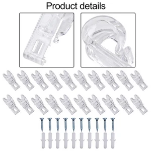 Sturdy and Long Lasting Transparent Hooks for Sheer Curtains Pack of 20 - Photo 1/12