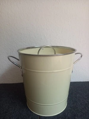 Blecheimer mit Deckel, vanille, ca. 21 cm - Bild 1 von 3