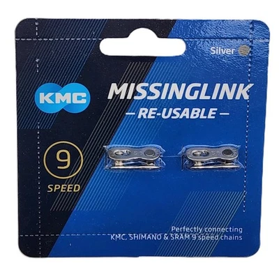 KMC 9-Speed MssingLink Bicycle Chain Connector Silver fits Shimano SRAM 2 Pack - Image 1 of 2