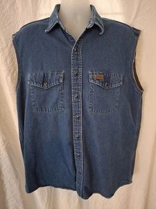 Vintage Carhartt Denim Shirt Mens 2XL Sleeveless Frayed Grunge Western 90s READ - Picture 1 of 3