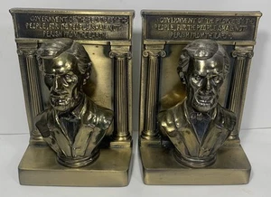 Vintage Heavy Brass Set of Bookends Abraham Lincoln - FAST SHIPPING! - Picture 1 of 11