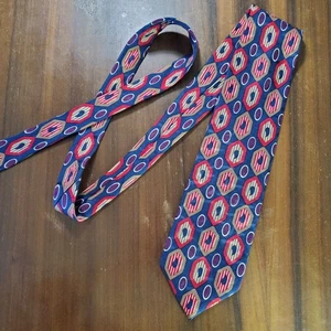 Corbata Bellinzona 59x3,75" 100% seda Italia azul rojo púrpura topo vintage - Imagen 1 de 7