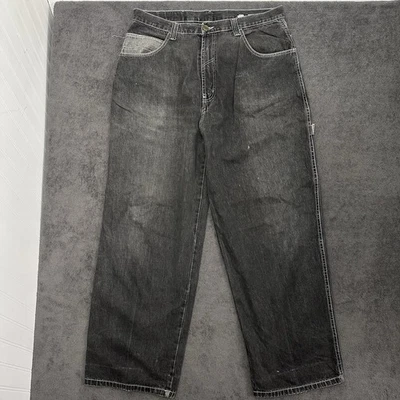 Vintage Sean John Jeans Mens 36 Black Patchwork Baggy Wide Leg Y2K Denim 2000s - Image 1 of 4