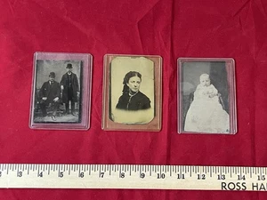Antike Zinn Typ Fotografien Männer Frau Kind alte viktorianische Bilder 3 Stück!!! - Bild 1 von 6