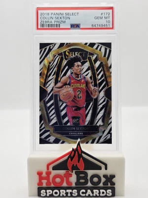 2018-19 Select Collin Sexton Premier Level Rookie Zebra Prizm PSA 10 RC SP #172 - Image 1 of 3