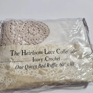 The Heirloom Lace Collection Queen Bed Ruffle 60”x80”Ivory Crochet Vintage NWOT - Picture 1 of 3