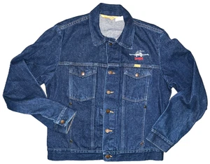 1980s USA Vintage Rustler Jean Trucker LEAR JET LOGO Jacket 100% Dark Blue Denim - Bild 1 von 12