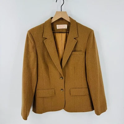 Vintage Pendleton 100% Wool Blazer Jacket Camel Lined USA Made Size 12 - Image 1 of 4