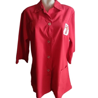 42 XL Vintage Años 70 Camisa Chaqueta Gasolinera "Gasn Shop" Uniforme Cinturón Parcheado Foto 1 de 4