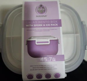 Contenedor de almuerzo para ensaladas todo en uno, lonchera Bento 47,5 oz SPORK & HELADEPACK (PÚRPURA - Imagen 1 de 6