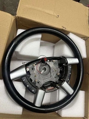 06 PONTIAC GTO STEERING WHEEL BLACK LEATHER RED STITCHING with BUTTONS 03 - Image 1 of 3