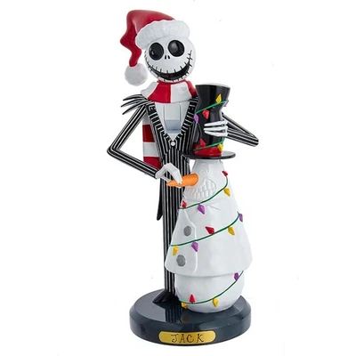 Kurt Adler Wooden Nutcrackers, Disney NBC Jack Skellington with Snowman, 11" - Image 1 of 4