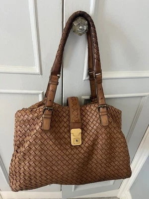 Bottega Veneta Roma Hand Tote Bag Intrecciato -Caramel Color - Image 1 of 4