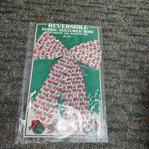 Vintage Large Floral Fabric Textured Christmas Bow 14"X 10" Indoor/Outdoor NIP