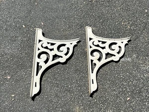 Antique Cast Iron Bench Brackets Curved Wall Mounted - Picture 1 of 6