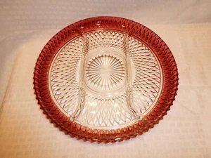Indiana Glass Diamond Point Ruby Red Flash 12" Divided Serving Platter Plate - Picture 1 of 4