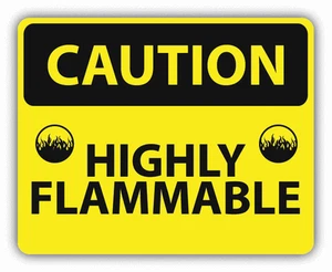 Caution Highly Flammable Sign Warning Car Bumper Sticker Decal 5" x 4" - Foto 1 di 1