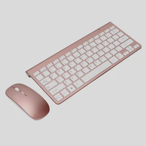 Ultra Slim Wireless Keyboard and Mouse Combo, Silent Compact Rose Gold & White - Picture 1 of 5