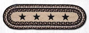 BRAIDED JUTE STAIR TREAD SETS. OVAL COUNTRY STAIR TREADS.STARS/BROWN/BLACK/TAN - Picture 1 of 1