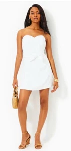 Lilly Pulitzer Kylo Strapless Skirted Dress Romper In Resort White. Pick Size - Picture 1 of 8