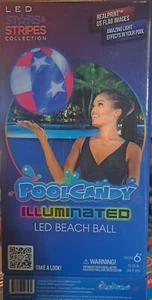 Poolcandy Stars And Stripes Collection, LED Beach Ball. 13.75" - Picture 1 of 4