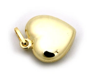 Nuevo colgante corazón 3 dimensiones pulido alto brillo oro amarillo 585 mujer - Imagen 1 de 4