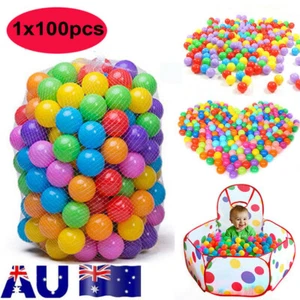100pc Ball Pit Balls Play Kids Plastic Baby Ocean Soft Toy Colourful Playpen Fun - Picture 1 of 11
