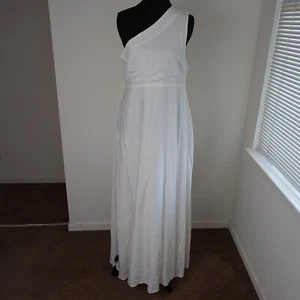 Farm Rio Dress Womens Large White Linen One Shoulder Sleeveless Bridesmaid Long - Picture 1 of 10