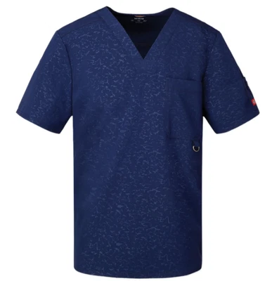 {4XL} Dickies Xtreme Stretch Men's Embossed Scrub Top NAVY - Image 1 of 3